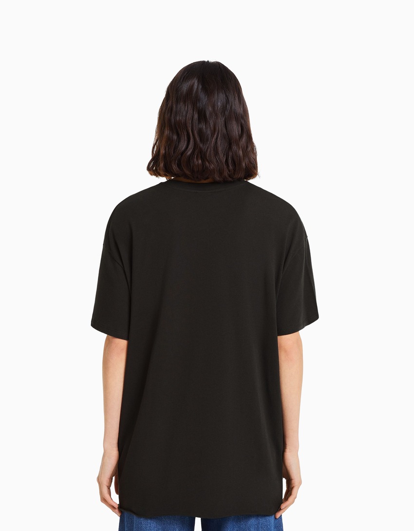 Camiseta oversized de manga curta estampada