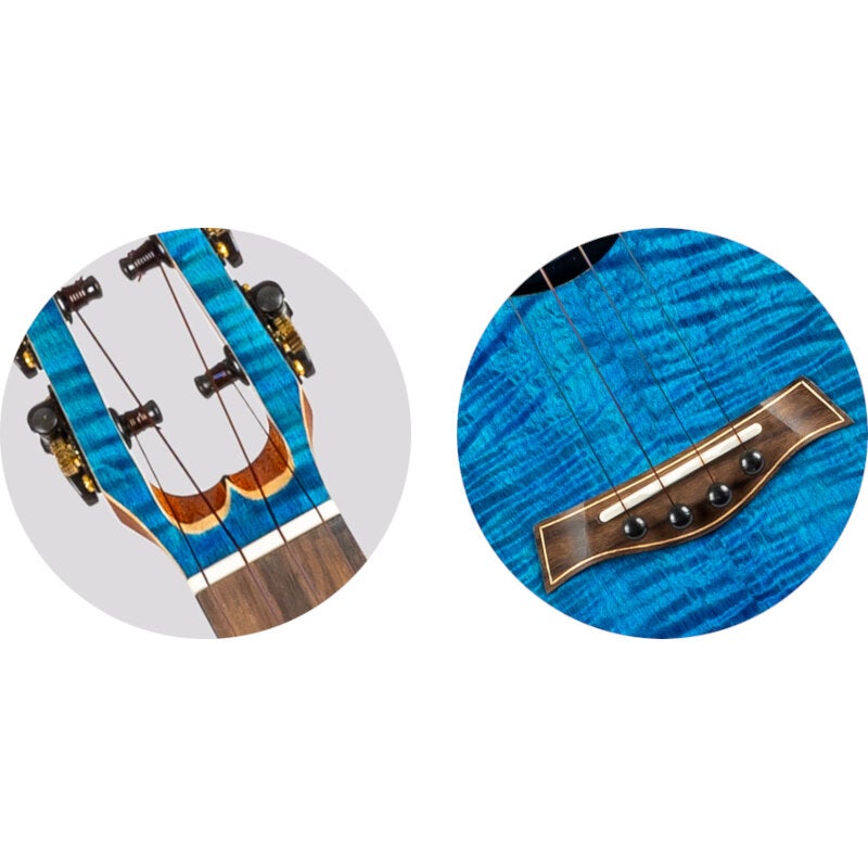 Flight Royal Series Comet EQ-A Tenor Blue elektrisch-akoestische ukelele met deluxe gigbag