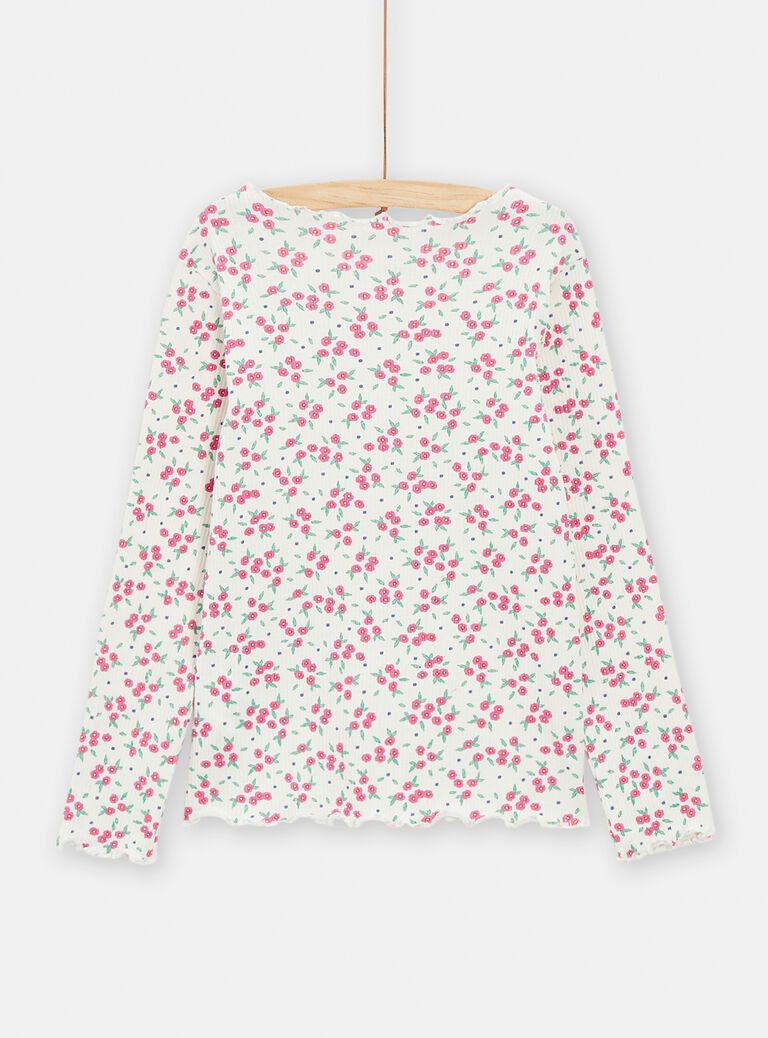 T-shirt manches longues imprimé fleuri pour fille