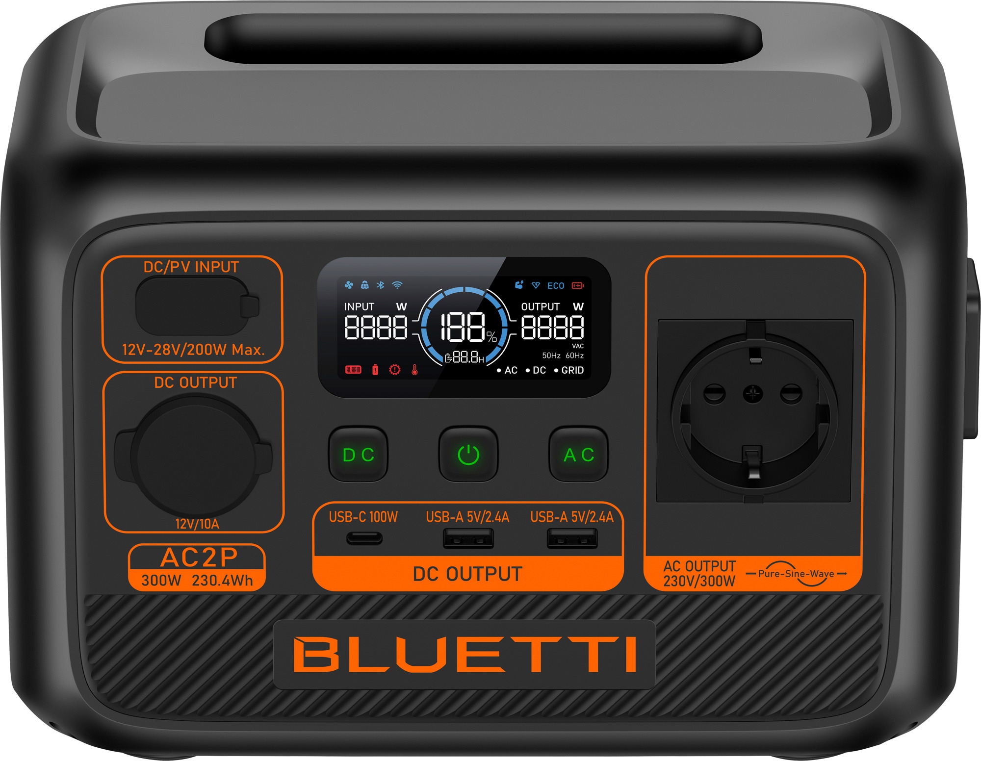 BLUETTI AC2P-Black-EU tragbare Powerstation 300 W