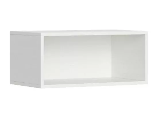 Lit escamotable horizontal blanc Bounto 85x185 avec rangement et bibliothèque composition C-1 matelas 85x185