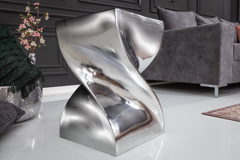 riess-ambiente Beistelltisch TWIST - 30cm silber Aluminium poliert Sitzhocker Modern Design