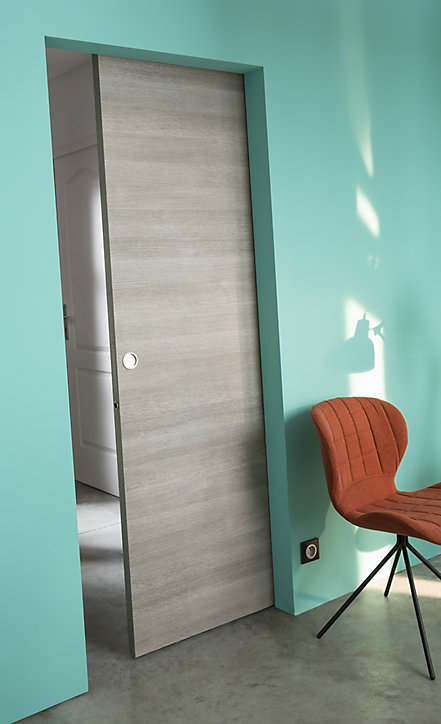 Porte coulissante Summa gris clair H.204 x l.73 cm