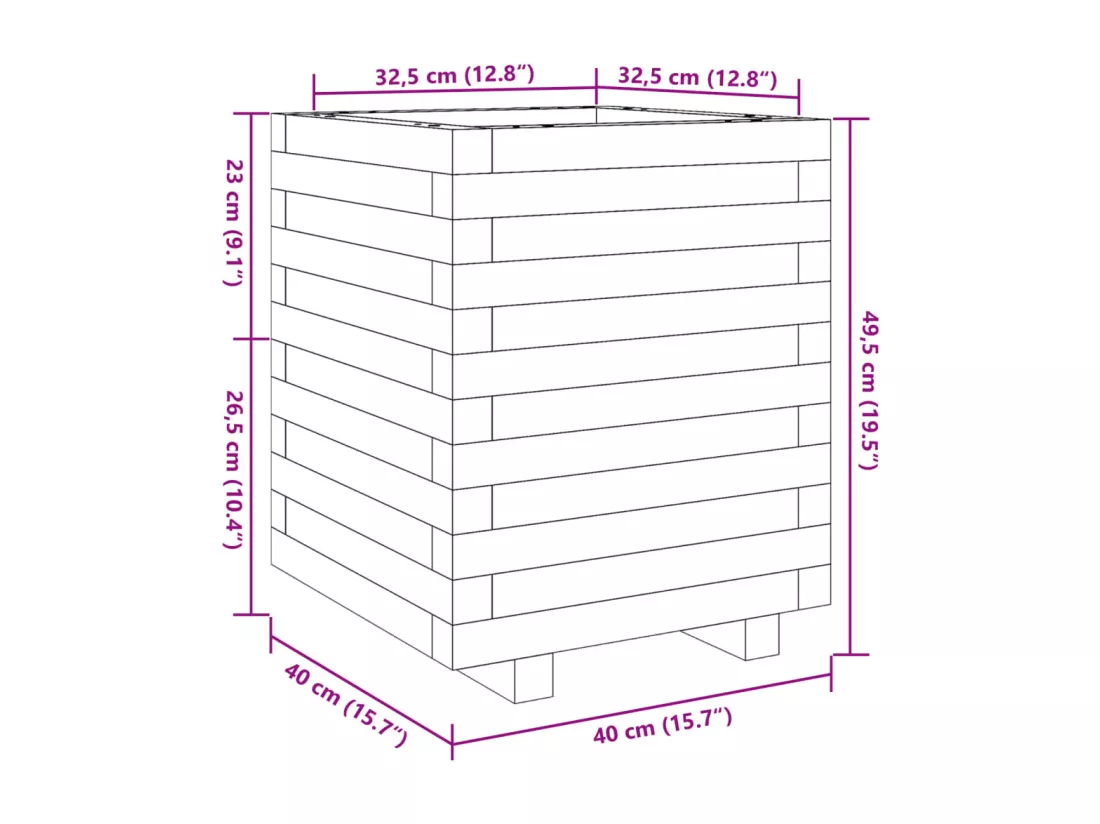 Jardinière bac lit surélevé bois blanche 40 x 40 x 49.5 cm 02_0037567
