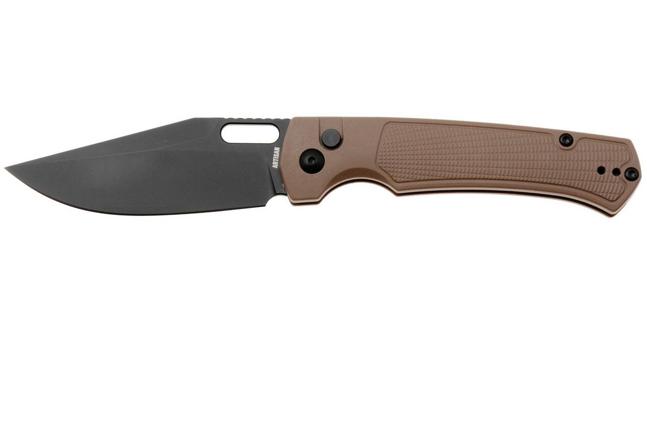 Artisan Cutlery Revel 1867P-BBN, Black PVD AR-RPM9, Brown FRN zakmes, Ray Laconico design