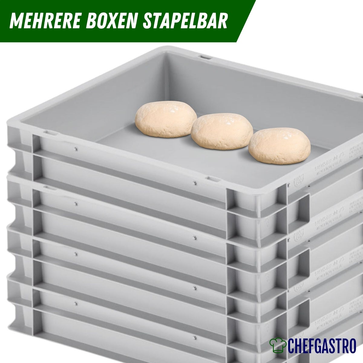 CHEFGASTRO Pizzadeegdoos zonder deksel HxBxD 7,5 x 30 x 40 cm 9 liter deegbak voor pizzadeeg Stapelbare pizzadoos