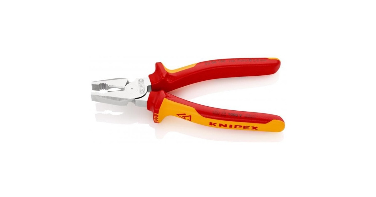 KNIPEXKracht-kombitang 02 06 180 VDE combinatietang  (Rood/geel, Lengte 180mm)