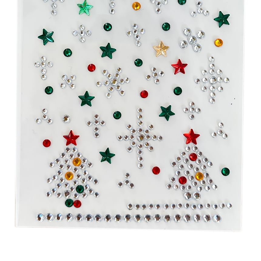 denivyse - Kerstboom strass gezicht make-up sticker (verschillende ontwerpen)