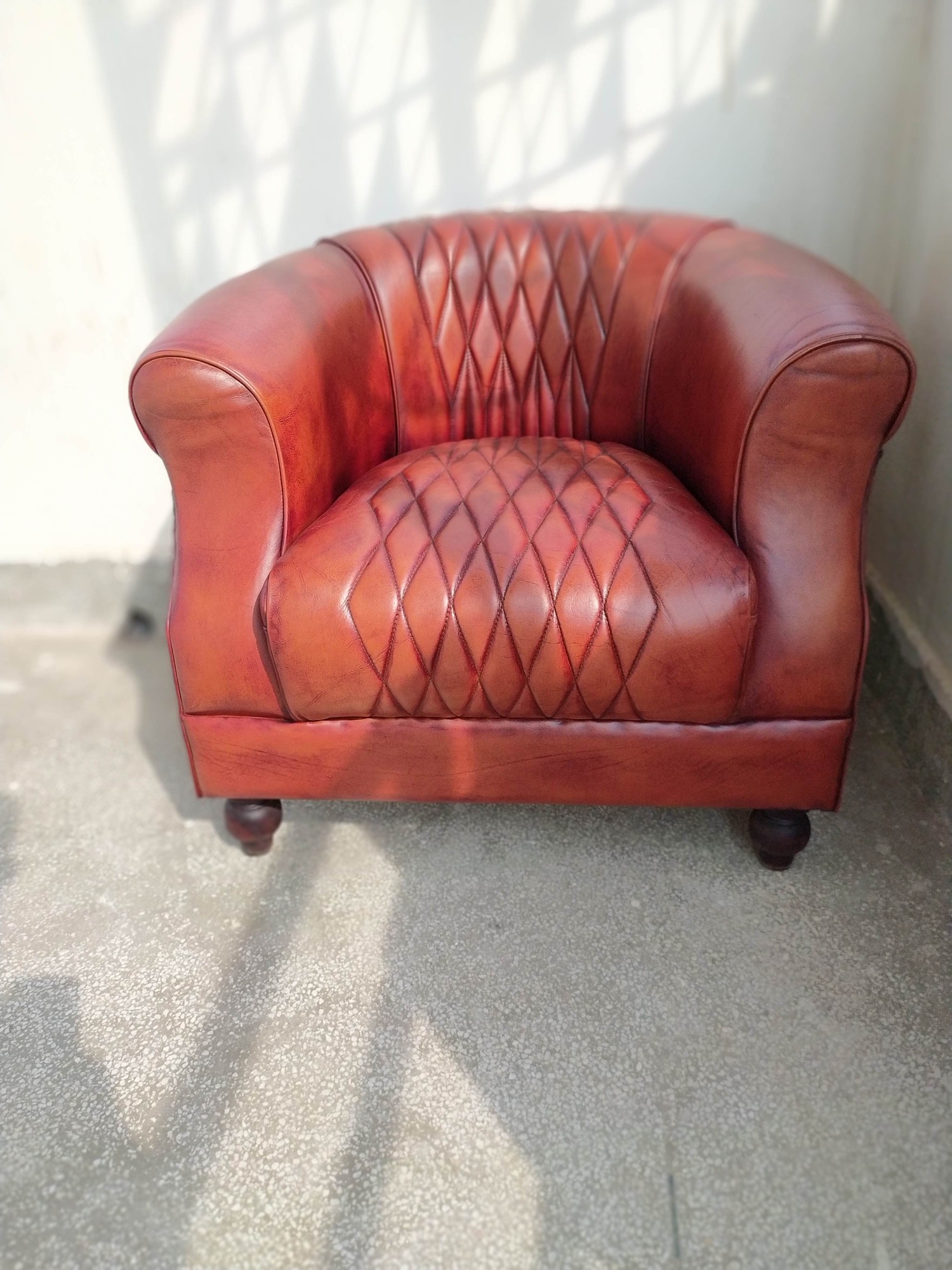 Ledersessel 'Harrington', rotbraun, B 80 cm, L 86 cm, H 72 cm von fischer's lagerhaus