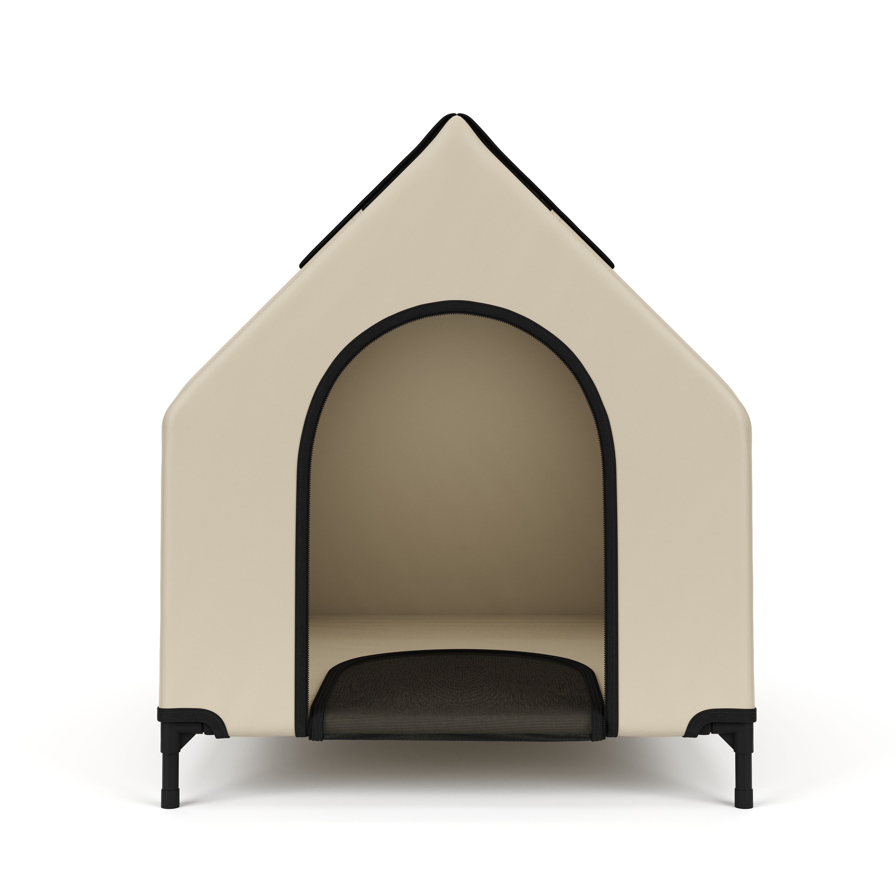 Hundebett Hundehütte erhöht 90 x 65 cm beige