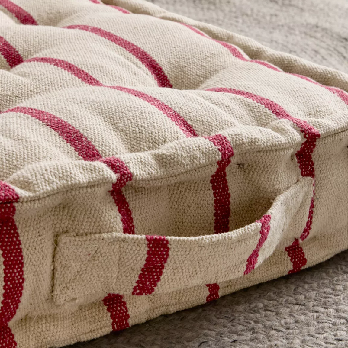 Coussin de sol extérieur toile de coton (45 x 45 cm) Ocealys Rouge
