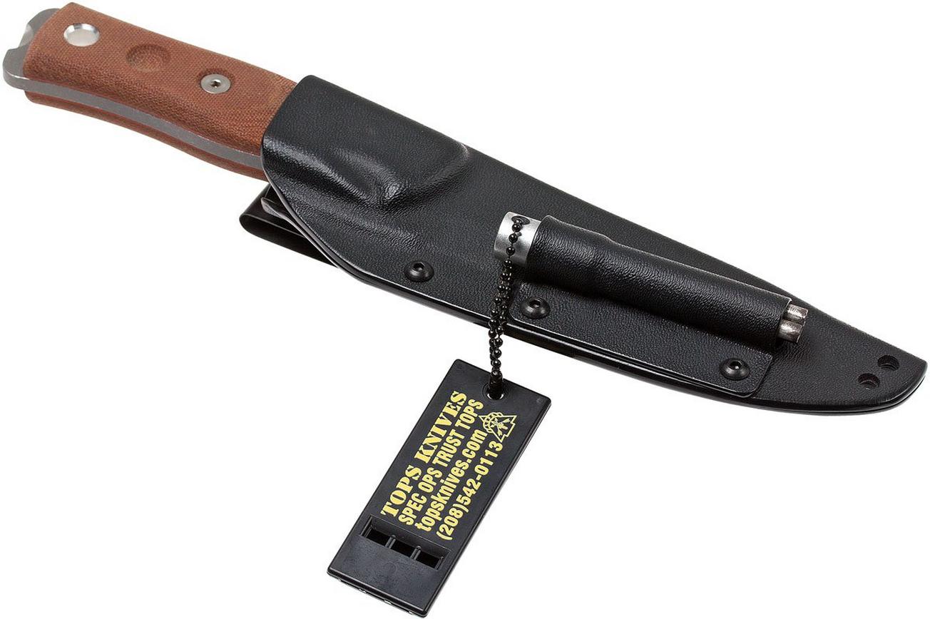 TOPS Knives B.O.B. Fieldcraft Brown Micarta, tumbled finish BROS-TBF