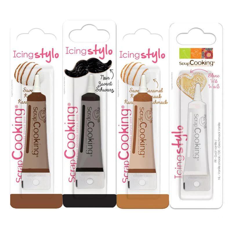 4 stylos alimentaires chocolat, caramel, noir & blanc Scrapcooking