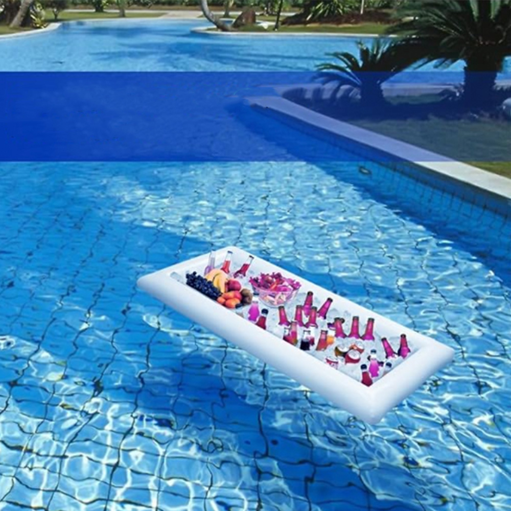 (135x70cm) Aufblasbare Pool Buffet Servier Bar Eis Tablett - Weiss