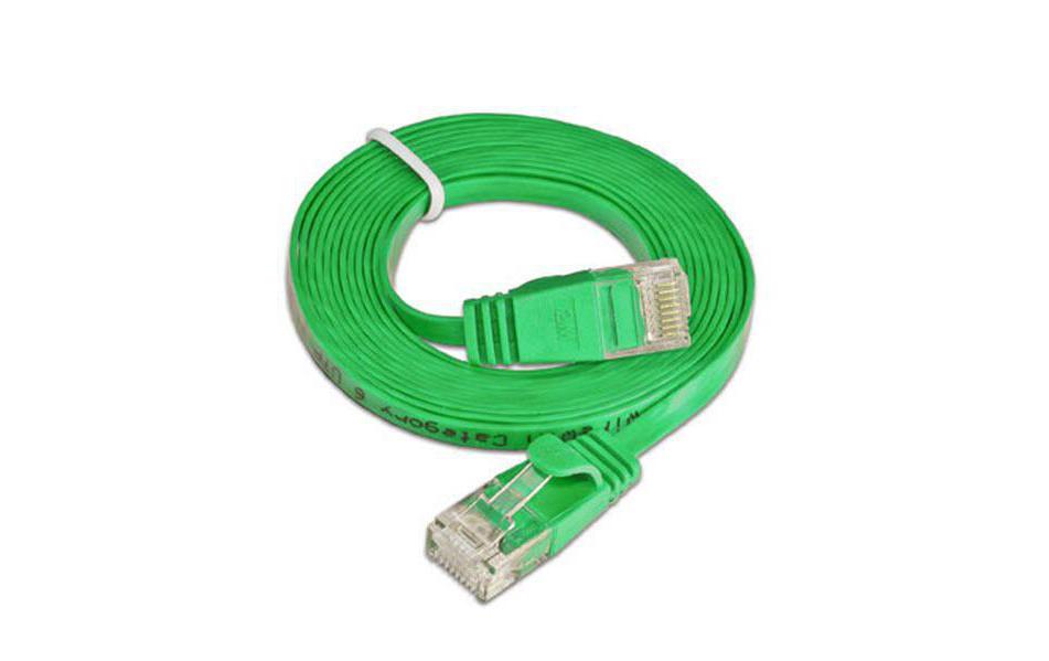 Slimpatchkabel RJ-45 - RJ-45, Cat 6, UTP, 3 m, GrünUnscreened/Unshielded Twisted-Pair-Kabel (UTP) mit Klinkenschutz