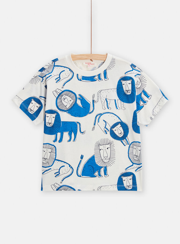 T-shirt écru imprimé lion pour garçon