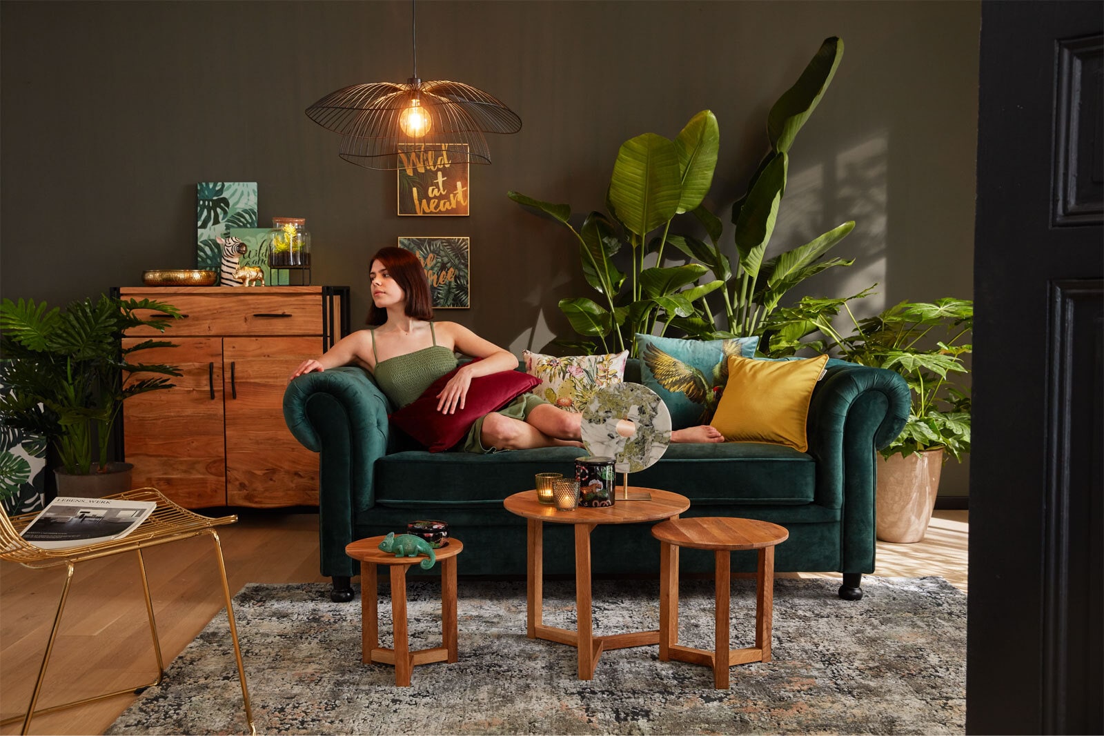 Sofa 3-Sitzer LONDON Stoffbezug dunkelgrün