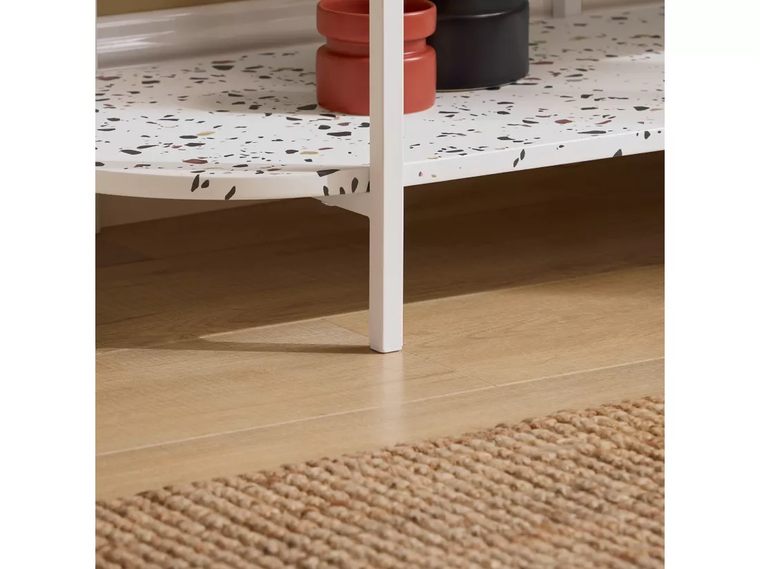 SoBuy Table Console, Table d'Appoint, Table d’Entrée, Étagère de Rangement, Étagère Asymétrique à 4 Niveaux, Cadre en Métal, pour Entrée, Salon, Chambre, 120x40x86 cm, Blanc, FSB89-W