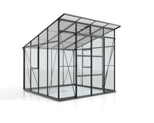 Kas Vitavia Playa 7600, enkelvoudig veiligheidsglas/holle kamerpanelen met funderingsframe, 258x291,6 cm, zwart