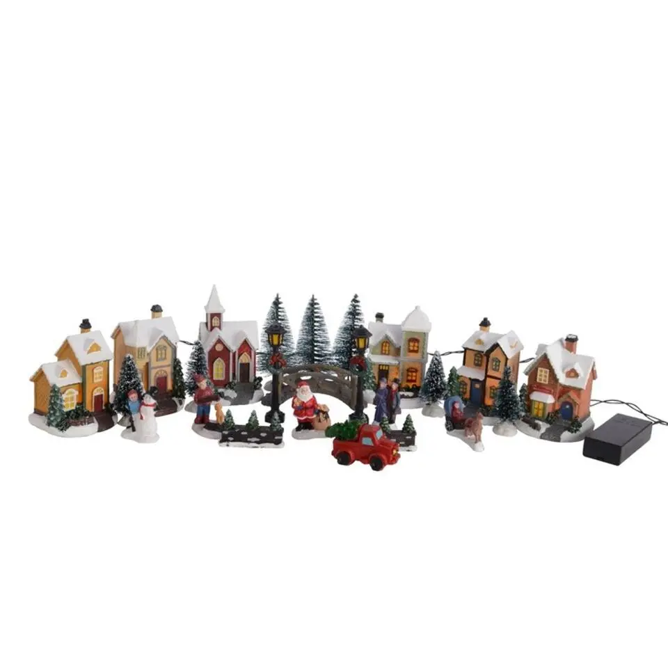 Lumineo Kerstdorp winterlandschap - 25-delige set - met LED licht