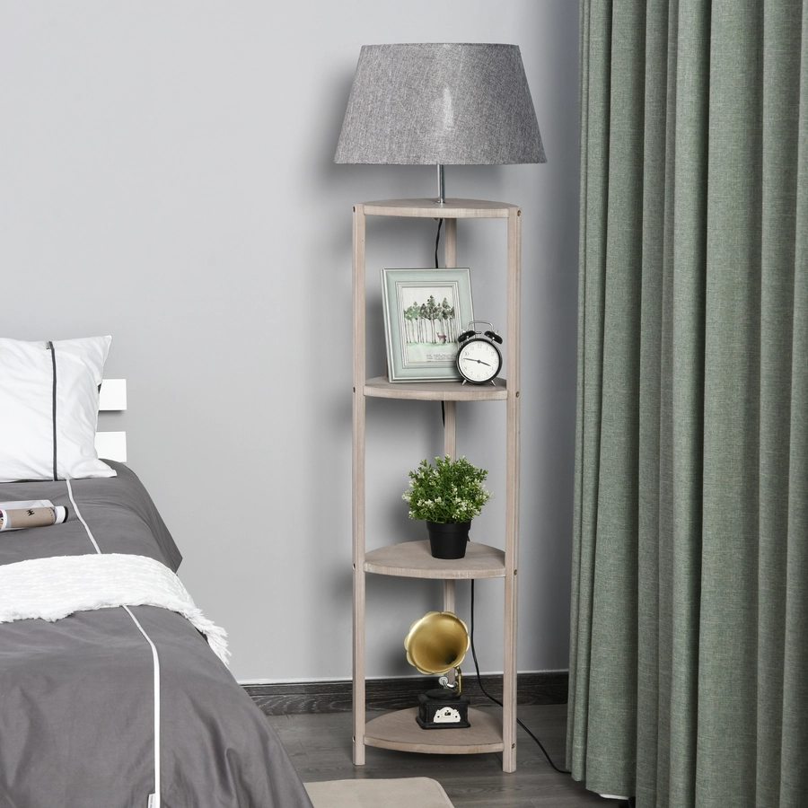 HOMCOM Stehlampe inkl. Regal grau
