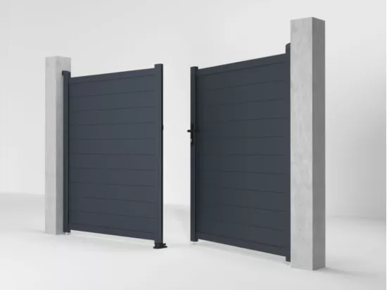 Portail électrique battant aluminium plein L305 x H181 cm anthracite - NAZARIO