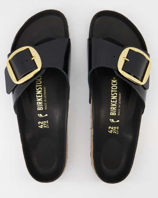 Birkenstock Madrid Big Buckle Pantoletten in Schwarz