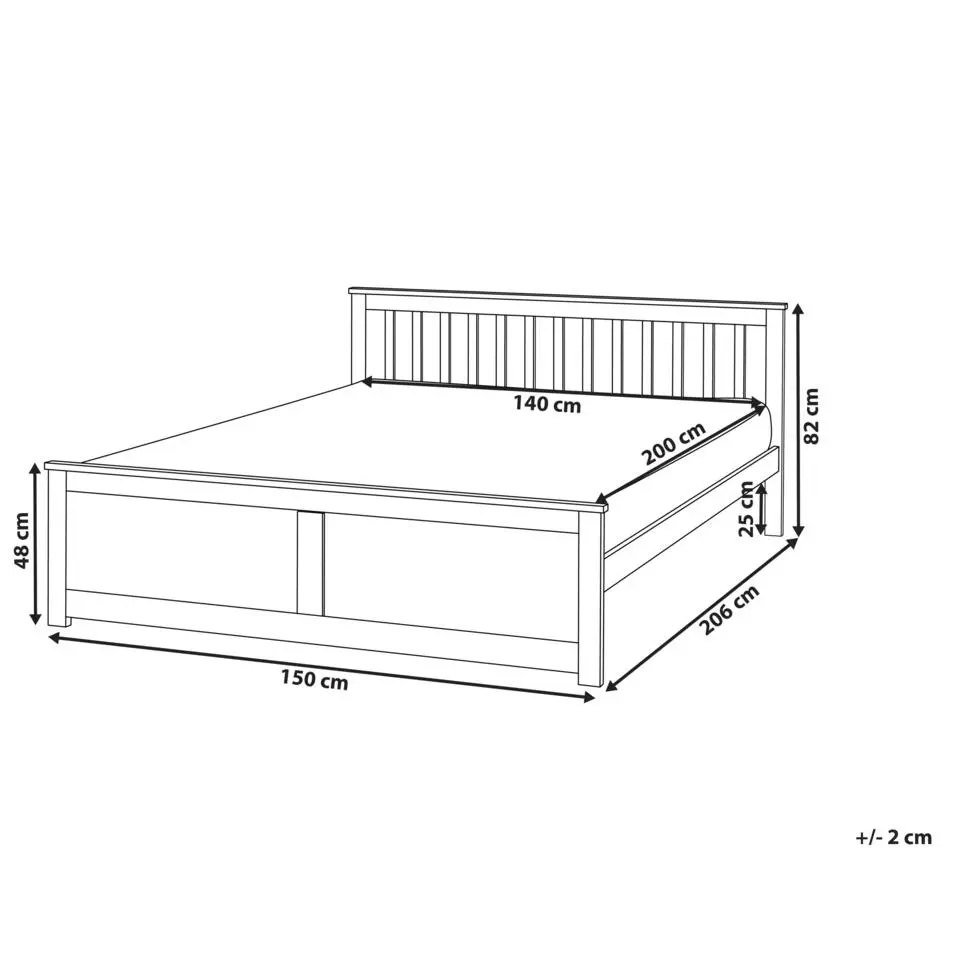 OLENDON - Tweepersoonsbed - Lichtbruin - 140 x 200 cm - Dennenhout