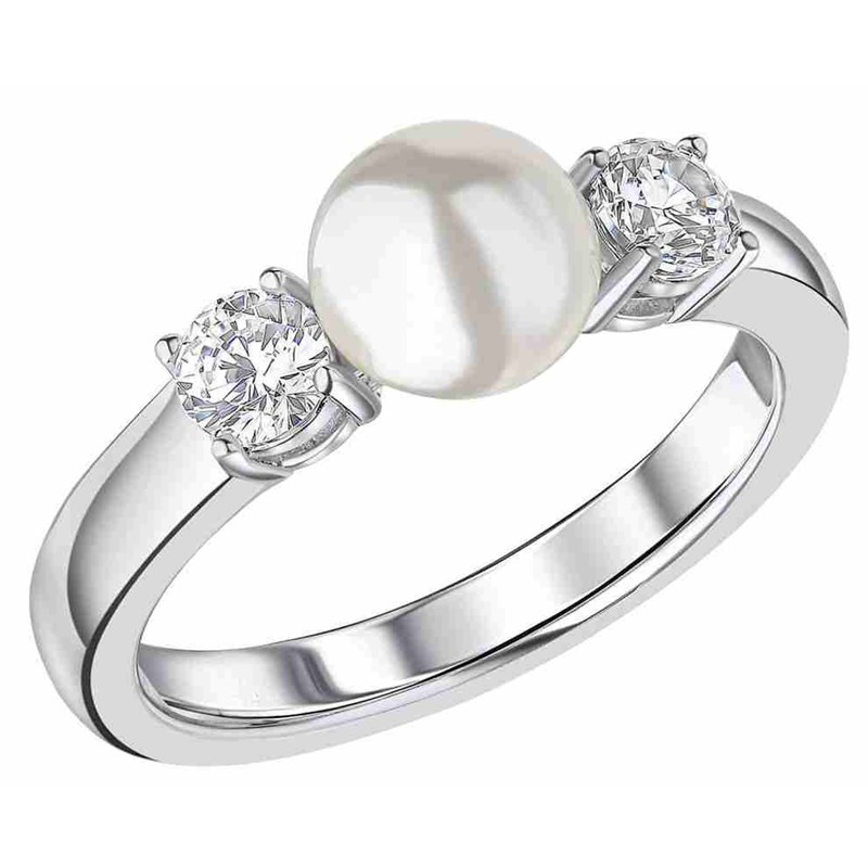 Bague perle et zirconium en argent 925