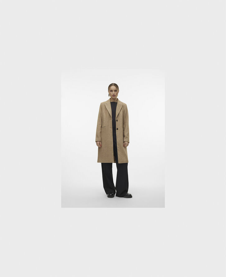 Vero Moda VMBLAZA HERRINGBONE LONG COAT GA BO Tigers eye/herringbone