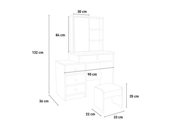 Coiffeuse et table de maquillage avec miroir coulissant moderne ELIZA