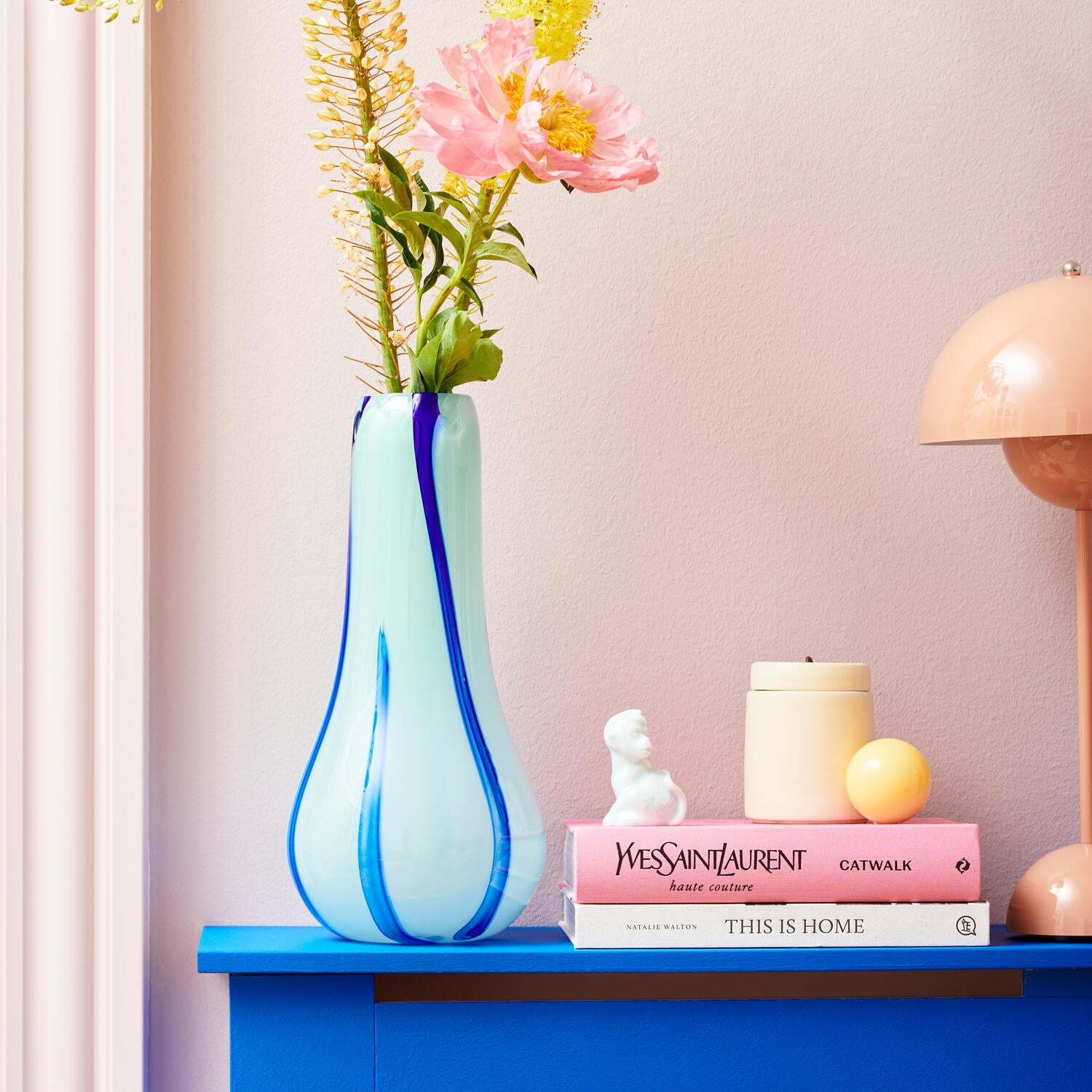 Kodanska  Flow vase, Light Blue/Stripes - H40 cm.
