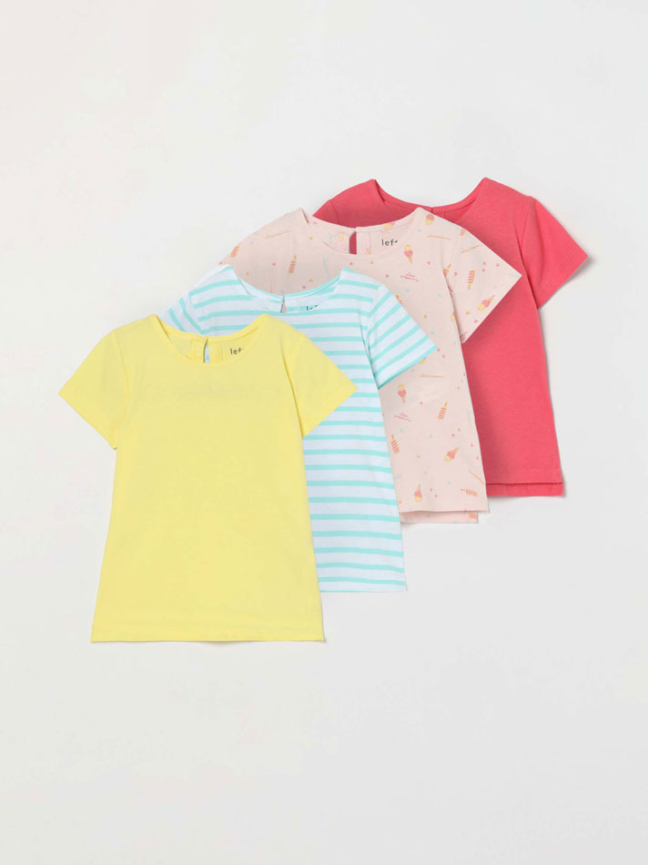 Pacote com 4 camisetas de manga curta sortidas - Amarelo Limão