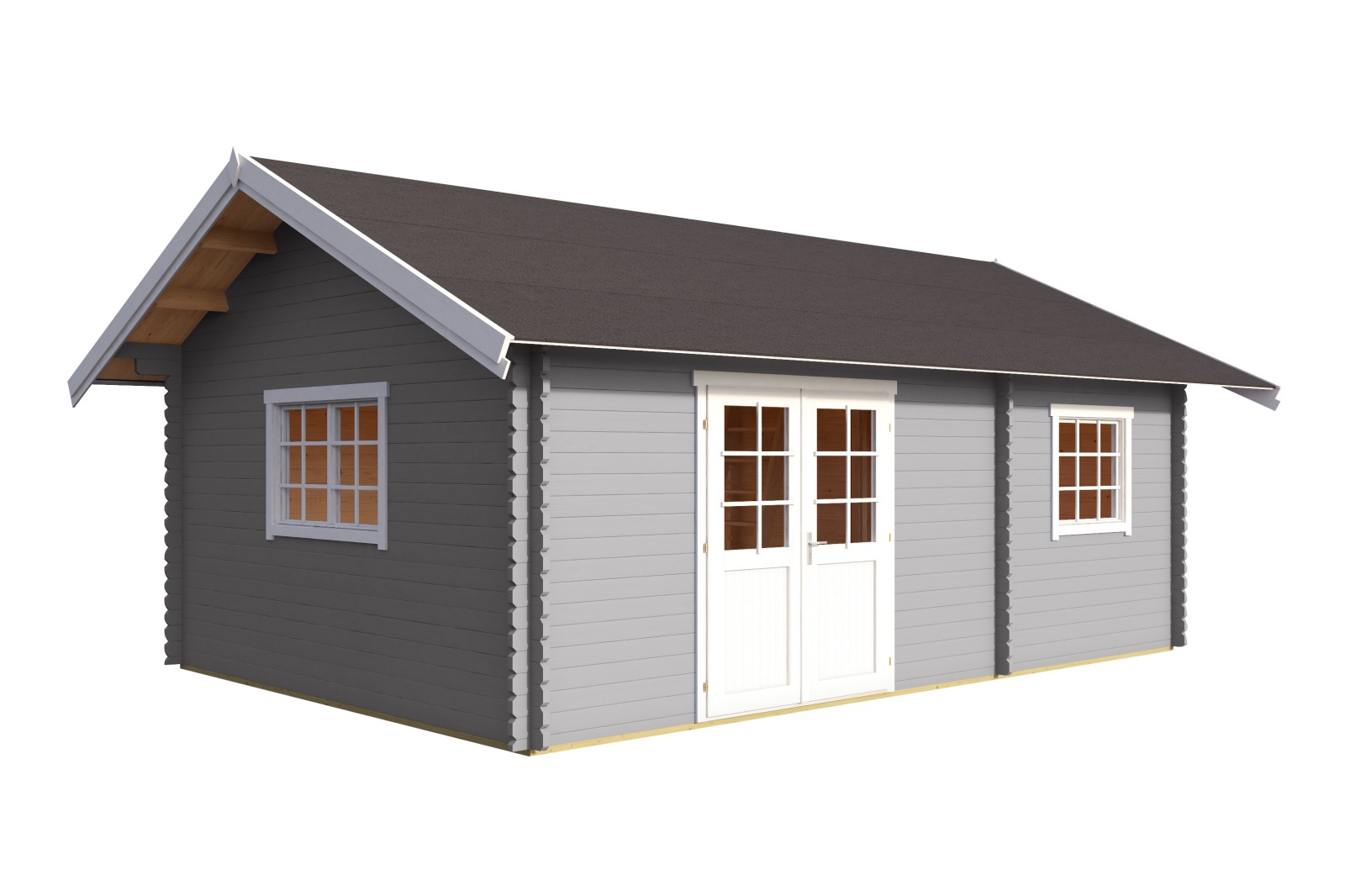 Gartenhaus CAROLINE SET GOLD - lichtgrau - Fichte massiv - 575x390 cm