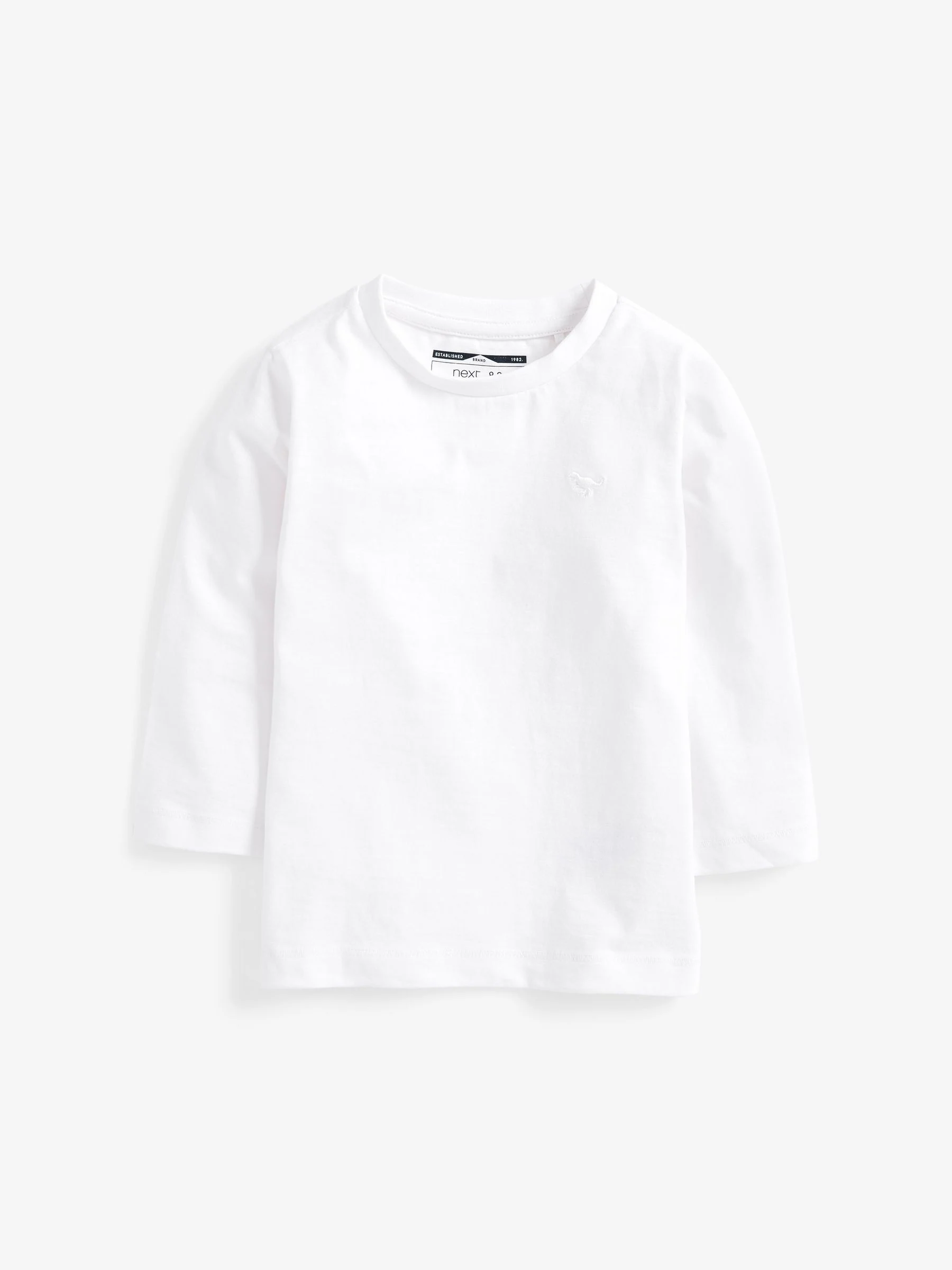 Wit - Effen T-shirt met lange mouwen (3 mnd-7 jr)