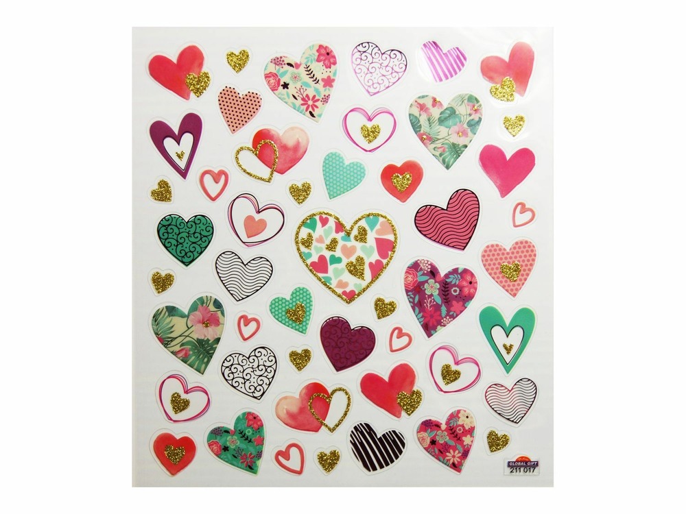 Autocollants - coeur - dorures et paillettes