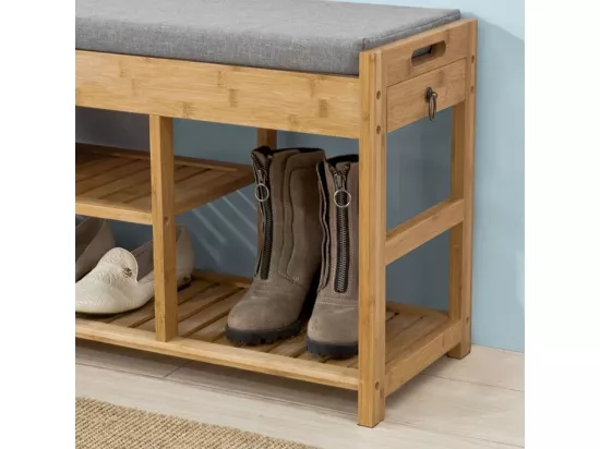 Étagère à Chaussures avec tiroirs Latéraux, Banquette Siège pour chausser, FSR47-N