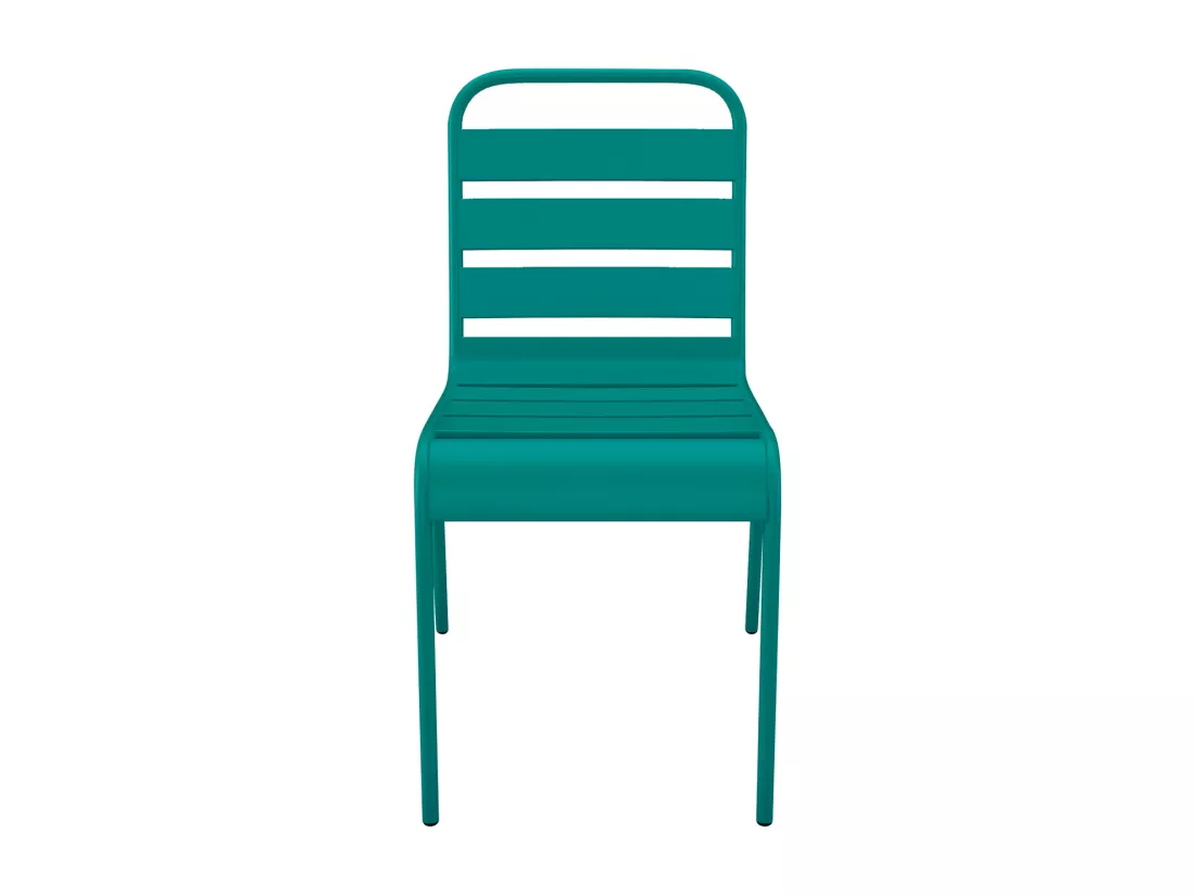 Lot de 2 chaises de jardin empilables en métal - Bleu canard - MIRMANDE de MYLIA