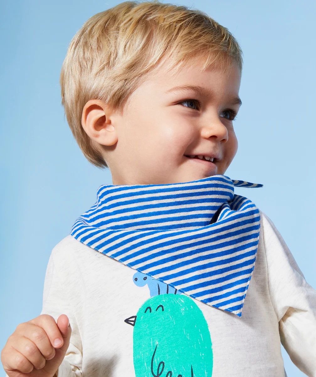 LOT DE 2 BANDANAS BÉBÉ GARÇON AVEC IMPRIMÉS