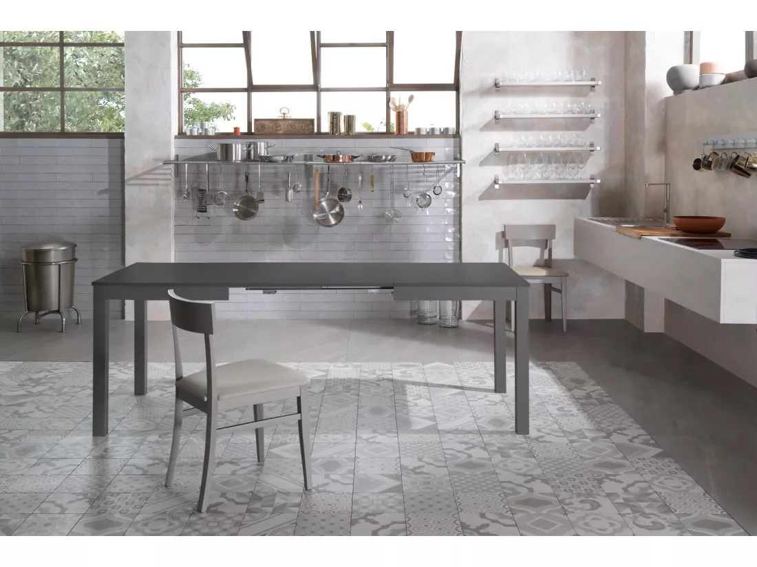 Traffic Table Extensible (130/210 x 80 cm) en Mélamine Gris Foncé