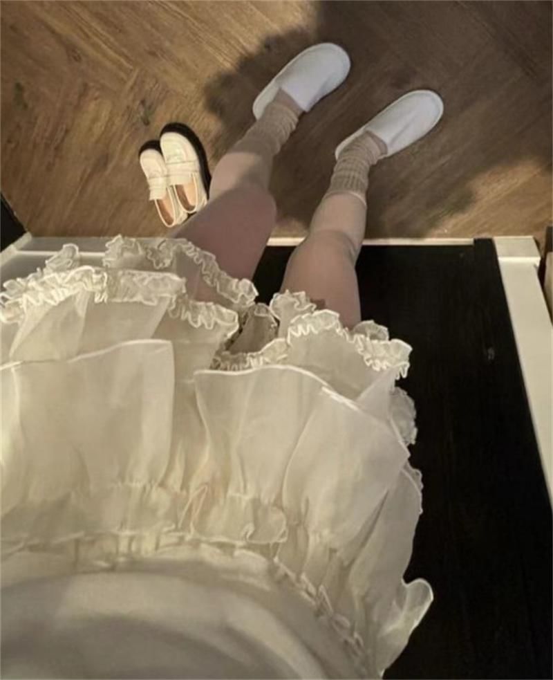 Moon City - Hoge taille effen ruffle skort