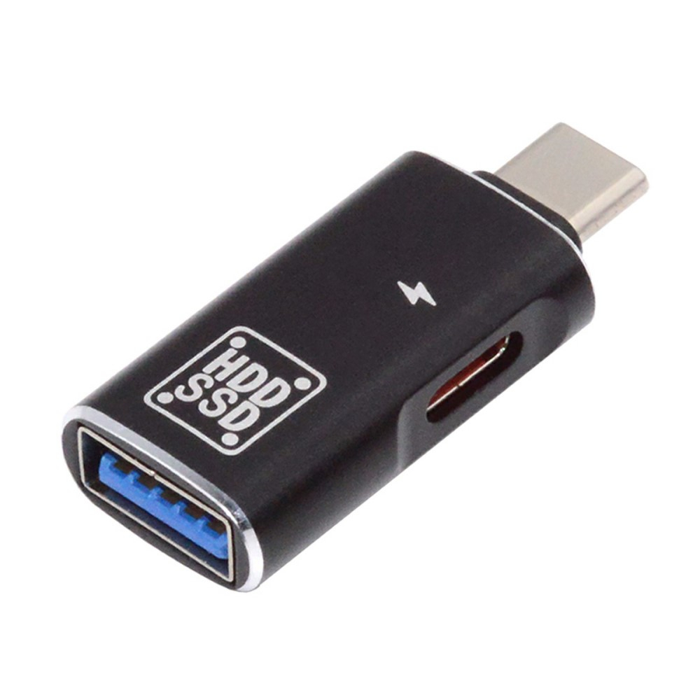 USB C auf USB A Adapter Konverter mit USB C Ladeanschluss (10Gbit/s) - Schwarz