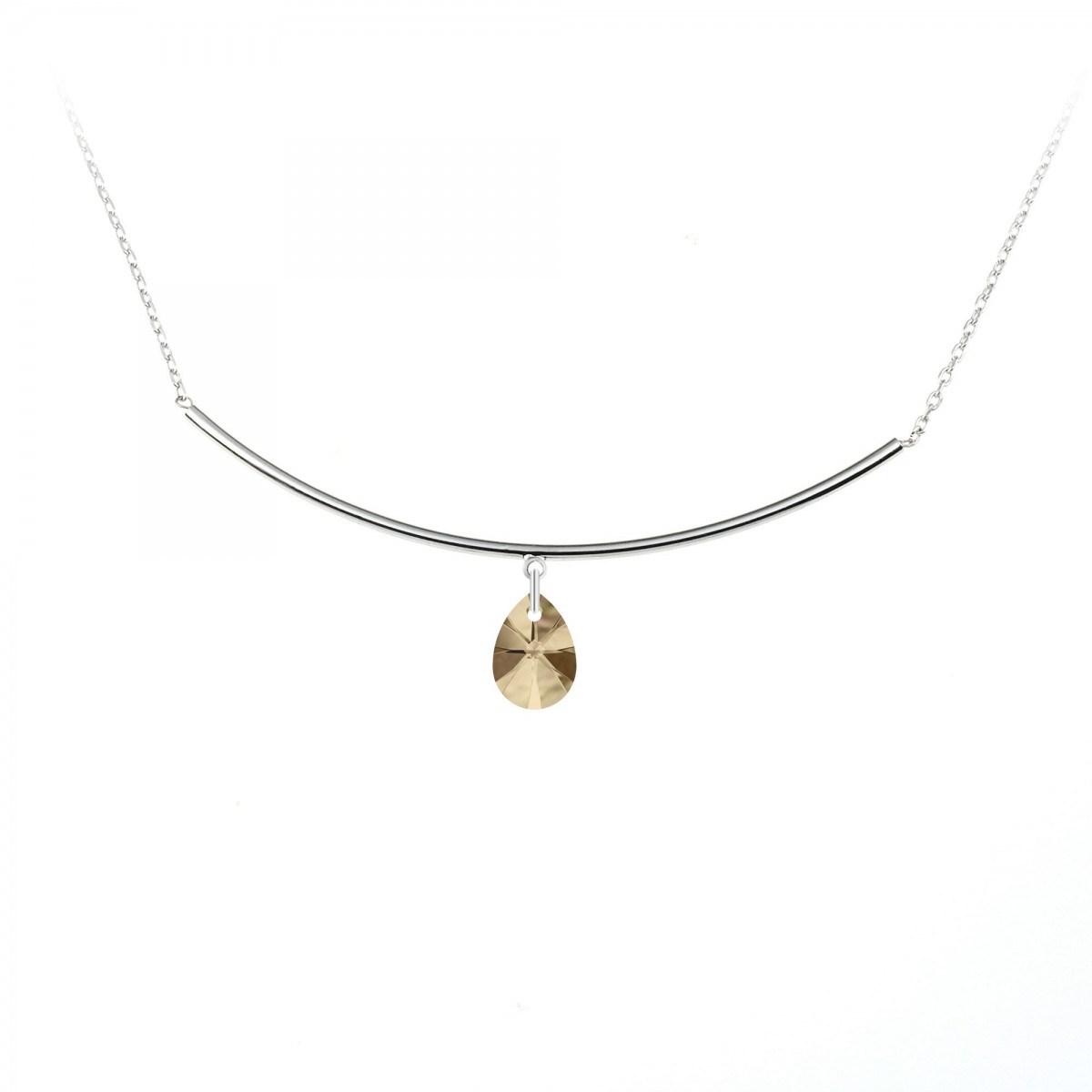 Collier orné d'un cristal scintillants SC Crystal en Métal rhodié