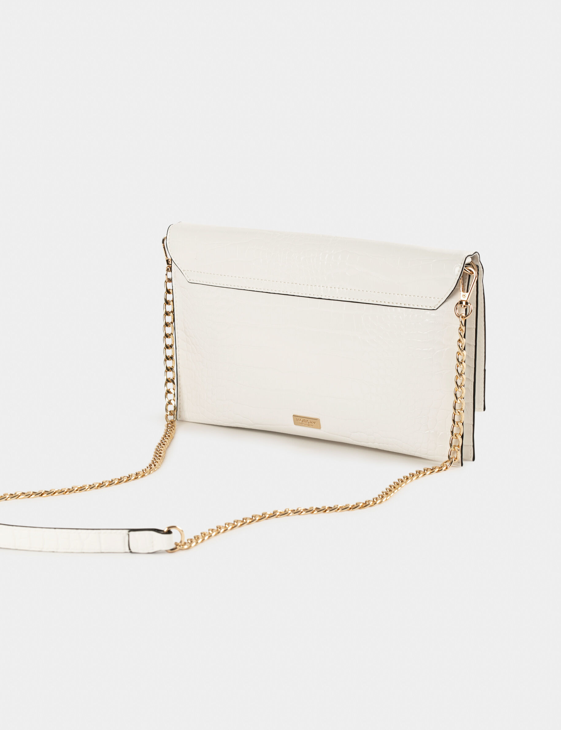 Sac pochette aspect croco blanc femme - blanc