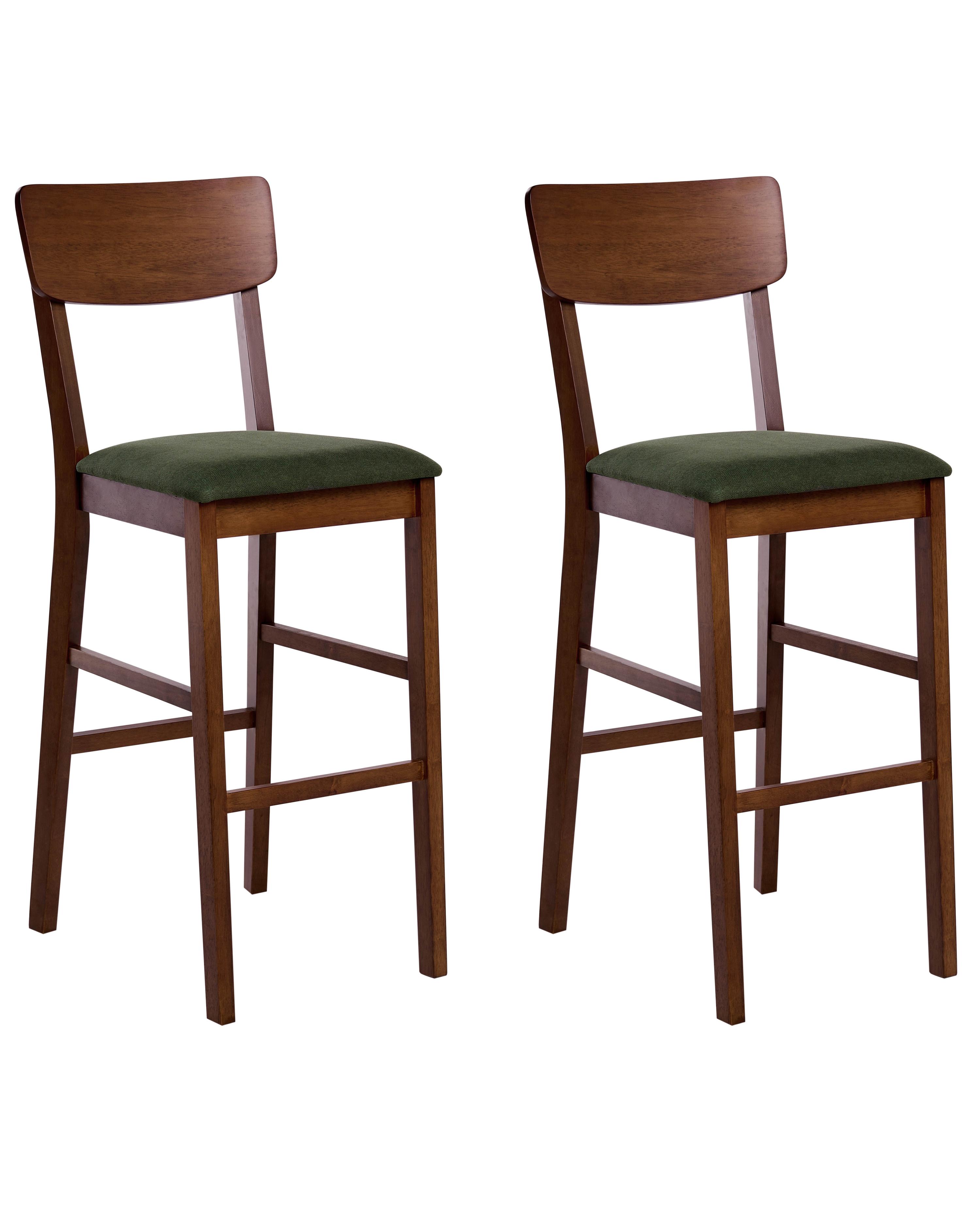 Set van 2 barstoelen AMBLER Hout Donkerbruin/groen