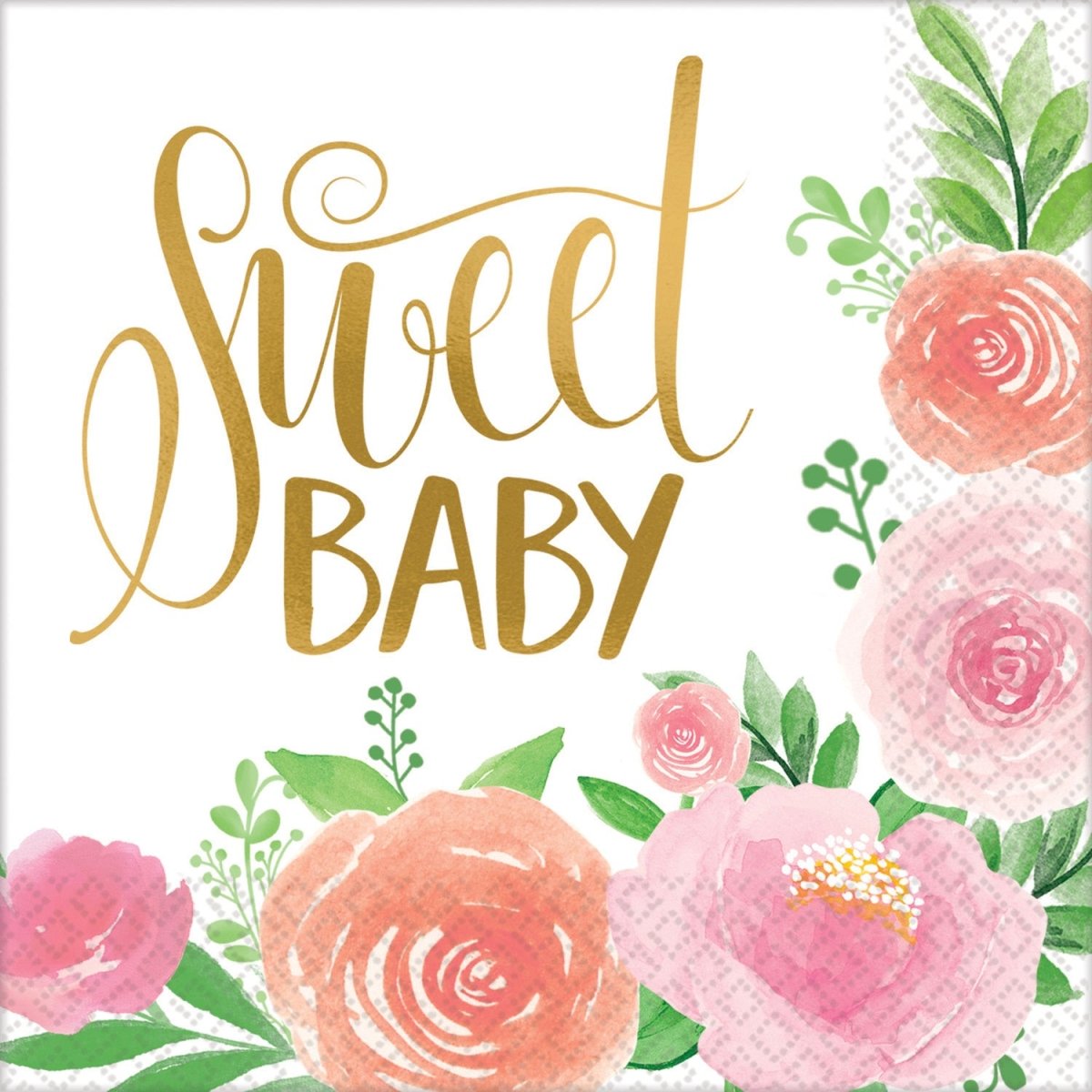 Geboorte Servetten Baby Meisje Bloemen 33cm 16st