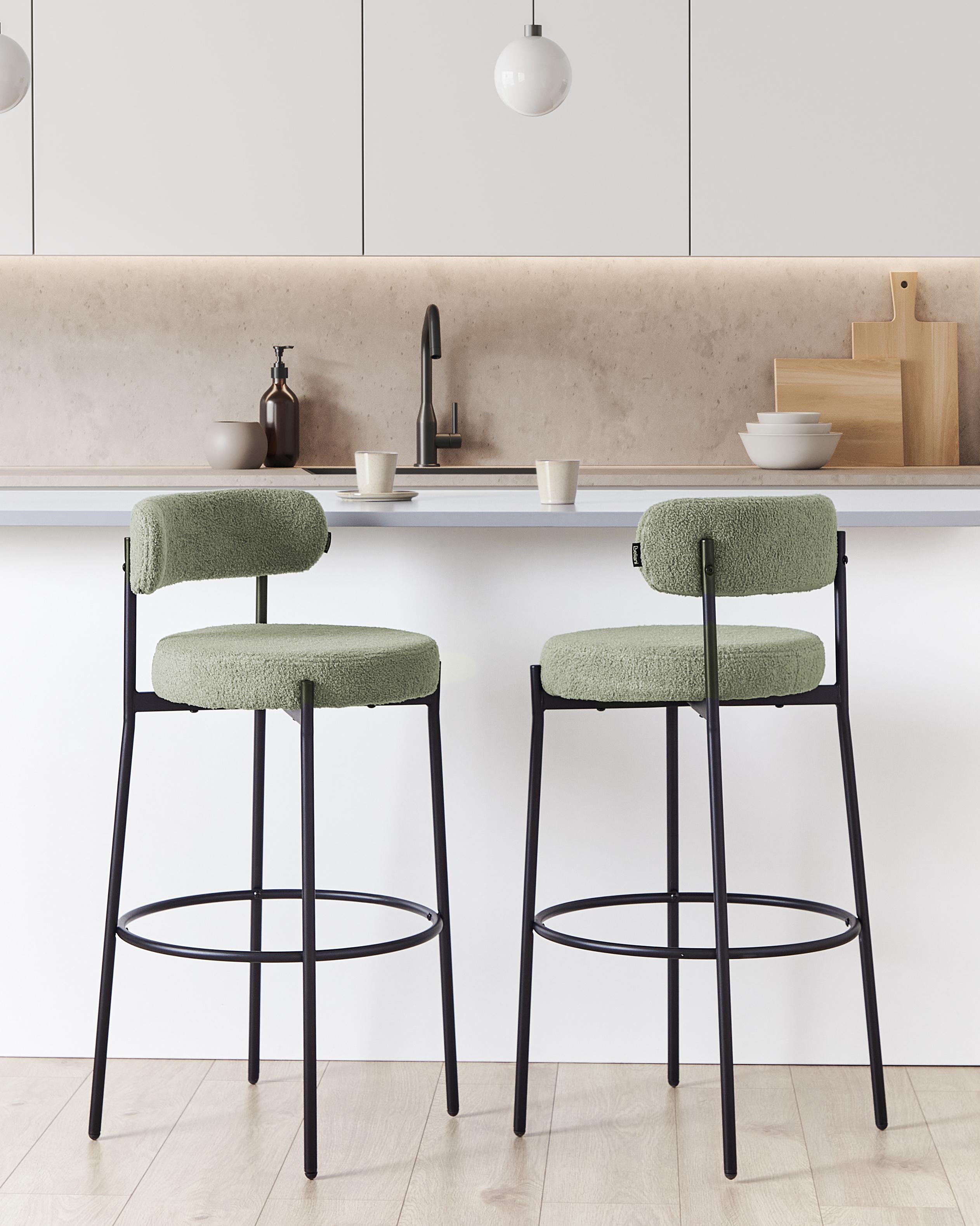 Set van 2 barstoelen ALLISON Bouclé Lichtgroen