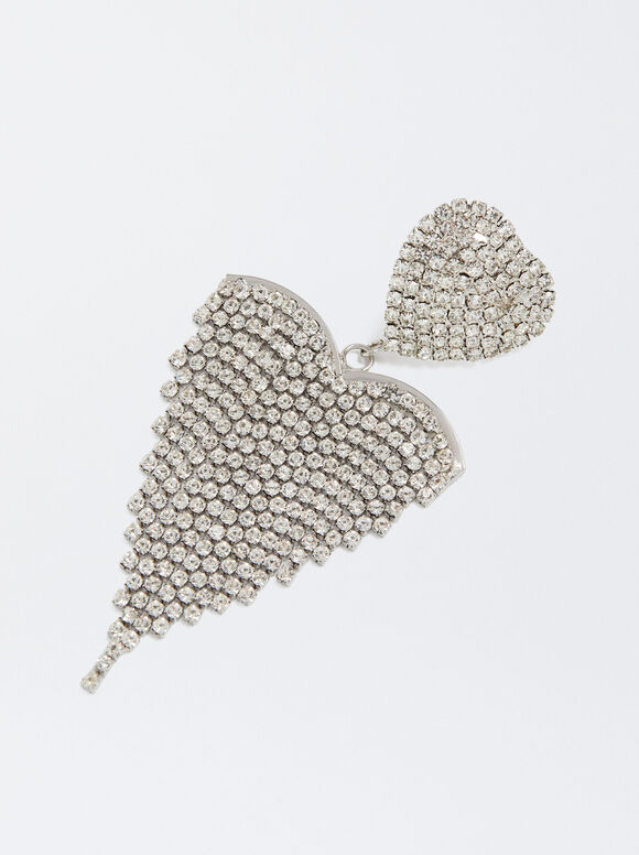 Brincos de pressão com strass - Prateados