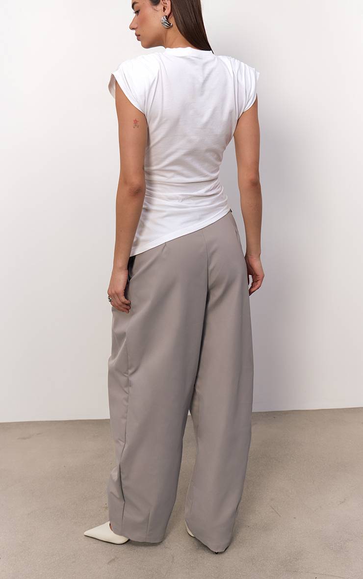 Gris Pantalon Ballon Plissé Tissé