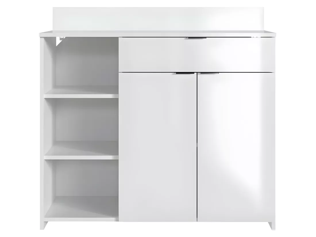 Buffet Cuisine - 2 portes + 1 tiroir - Mélaminé blanc - L 100 x P 42 x H 95 cm